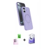 MARSİLYAN™- iPhone 16 Kılıf İz Işık Koleksiyonu - Siyah Bilvis 5in1 5D Magic Hayalet Cam Ekran Koruyucu + Raze Metal Kamera Lens - PE