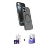 MARSİLYAN™- iPhone 16 Kılıf İz Işık Koleksiyonu - Siyah Bilvis 5in1 5D Magic Hayalet Cam Ekran Koruyucu + Bilvis Titan Kamera Lens - YL