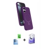 MARSİLYAN™- iPhone 16 Kılıf İz Işık Koleksiyonu - Siyah Bilvis 5in1 5D Magic Hayalet Cam Ekran Koruyucu + Lacivert Raze Metal Kamera Lens