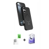 MARSİLYAN™- iPhone 16 Kılıf İz Işık Koleksiyonu - Siyah Bilvis 5in1 5D Magic Hayalet Cam Ekran Koruyucu + Beyaz Raze Metal Kamera Lens