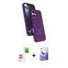 MARSİLYAN™- iPhone 16 Kılıf İz Işık Koleksiyonu - Siyah Bilvis 5in1 5D Magic Hayalet Cam Ekran Koruyucu + Raze Metal Kamera Lens - PE