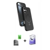 MARSİLYAN™- iPhone 16 Kılıf İz Işık Koleksiyonu - Siyah Bilvis 5in1 5D Magic Hayalet Cam Ekran Koruyucu + Raze Metal Kamera Lens - SH