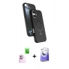 MARSİLYAN™- iPhone 16 Kılıf İz Işık Koleksiyonu - Siyah Bilvis 5in1 5D Magic Hayalet Cam Ekran Koruyucu + Raze Metal Kamera Lens - PE