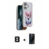 MARSİLYAN™- iPhone 16 Kılıf İz Minimal Koleksiyonu - Siyah 3D Antistatik Hayalet Cam Ekran Koruyucu + PVD Metal Kamera Lens - PE