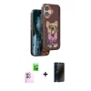 MARSİLYAN™- iPhone 16 Kılıf İz Minimal Koleksiyonu - Siyah 3D Antistatik Hayalet Cam Ekran Koruyucu + Raze Metal Kamera Lens - PE