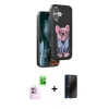 MARSİLYAN™- iPhone 16 Kılıf İz Minimal Koleksiyonu - Siyah 3D Antistatik Hayalet Cam Ekran Koruyucu + Raze Metal Kamera Lens - PE