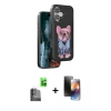 MARSİLYAN™- iPhone 16 Kılıf İz Minimal Koleksiyonu - Siyah 3D Antistatik Mat Seramik Nano Ekran Koruyucu + Raze Metal Kamera Lens - SH