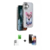 MARSİLYAN™- iPhone 16 Kılıf İz Minimal Koleksiyonu - Siyah 3D Antistatik Mat Seramik Nano Ekran Koruyucu + Raze Metal Kamera Lens - BZ