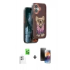 MARSİLYAN™- iPhone 16 Kılıf İz Minimal Koleksiyonu - Siyah 3D Antistatik Mat Seramik Nano Ekran Koruyucu + Raze Metal Kamera Lens - BZ