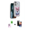 MARSİLYAN™- iPhone 16 Kılıf İz Minimal Koleksiyonu - Siyah 3D Antistatik Mat Seramik Nano Ekran Koruyucu + Raze Metal Kamera Lens - PE
