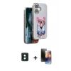 MARSİLYAN™- iPhone 16 Kılıf İz Minimal Koleksiyonu - Siyah 3D Antistatik Mat Seramik Nano Ekran Koruyucu + PVD Metal Kamera Lens - YL
