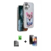 MARSİLYAN™- iPhone 16 Kılıf İz Minimal Koleksiyonu - Siyah 3D Antistatik Mat Seramik Nano Ekran Koruyucu + Raze Metal Kamera Lens - SH