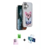 MARSİLYAN™- iPhone 16 Kılıf İz Minimal Koleksiyonu - Siyah 3D Antistatik Seramik Nano Ekran Koruyucu + Raze Metal Kamera Lens - PE