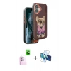 MARSİLYAN™- iPhone 16 Kılıf İz Minimal Koleksiyonu - Siyah 3D Antistatik Seramik Nano Ekran Koruyucu + Raze Metal Kamera Lens - PE
