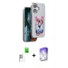 MARSİLYAN™- iPhone 16 Kılıf İz Minimal Koleksiyonu - Siyah Bilvis 5in1 3D Magic Cam Ekran Koruyucu + Beyaz Raze Metal Kamera Lens