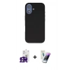 MARSİLYAN™- iPhone 16 Kılıf Kıvılcım Çizgi Serisi - Şeffaf Pasifik Cam Ekran Koruyucu + Bilvis Titan Kamera Lens - PE