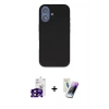 MARSİLYAN™- iPhone 16 Kılıf Kıvılcım Çizgi Serisi - Şeffaf Pasifik Cam Ekran Koruyucu + Bilvis Titan Kamera Lens - SH