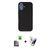 MARSİLYAN™- iPhone 16 Kılıf Kıvılcım Çizgi Serisi - Şeffaf Pasifik Cam Ekran Koruyucu + Raze Metal Kamera Lens - SH