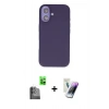 MARSİLYAN™- iPhone 16 Kılıf Kıvılcım Çizgi Serisi - Şeffaf Pasifik Cam Ekran Koruyucu + Raze Metal Kamera Lens - SH