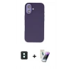MARSİLYAN™- iPhone 16 Kılıf Kıvılcım Çizgi Serisi - Şeffaf Pasifik Cam Ekran Koruyucu + PVD Metal Kamera Lens - YL