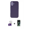 MARSİLYAN™- iPhone 16 Kılıf Kıvılcım Çizgi Serisi - Siyah 360 Mat Full Body Arka Koruyucu + Bilvis Titan Kamera Lens - GS