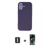 MARSİLYAN™- iPhone 16 Kılıf Kıvılcım Çizgi Serisi - Siyah 360 Mat Full Body Arka Koruyucu + PVD Metal Kamera Lens - PE