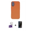 MARSİLYAN™- iPhone 16 Kılıf Kıvılcım Çizgi Serisi - Siyah 3D Antistatik Hayalet Cam Ekran Koruyucu + Bilvis Titan Kamera Lens - GS