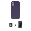 MARSİLYAN™- iPhone 16 Kılıf Kıvılcım Çizgi Serisi - Siyah 3D Antistatik Hayalet Cam Ekran Koruyucu + PVD Metal Kamera Lens - MI