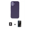 MARSİLYAN™- iPhone 16 Kılıf Kıvılcım Çizgi Serisi - Siyah 3D Antistatik Hayalet Cam Ekran Koruyucu + PVD Metal Kamera Lens - PE