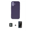 MARSİLYAN™- iPhone 16 Kılıf Kıvılcım Çizgi Serisi - Siyah 3D Antistatik Hayalet Cam Ekran Koruyucu + PVD Metal Kamera Lens - YL