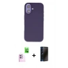 MARSİLYAN™- iPhone 16 Kılıf Kıvılcım Çizgi Serisi - Siyah 3D Antistatik Hayalet Cam Ekran Koruyucu + Raze Metal Kamera Lens - PE