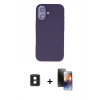 MARSİLYAN™- iPhone 16 Kılıf Kıvılcım Çizgi Serisi - Siyah 3D Antistatik Mat Seramik Nano Ekran Koruyucu + PVD Metal Kamera Lens - MI