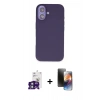 MARSİLYAN™- iPhone 16 Kılıf Kıvılcım Çizgi Serisi - Siyah 3D Antistatik Mat Seramik Nano Ekran Koruyucu + Bilvis Titan Kamera Lens - YL