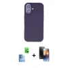 MARSİLYAN™- iPhone 16 Kılıf Kıvılcım Çizgi Serisi - Siyah 3D Antistatik Mat Seramik Nano Ekran Koruyucu + Raze Metal Kamera Lens - LT