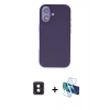MARSİLYAN™- iPhone 16 Kılıf Kıvılcım Çizgi Serisi - Siyah 3D Antistatik Seramik Nano Ekran Koruyucu + PVD Metal Kamera Lens - PE