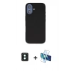 MARSİLYAN™- iPhone 16 Kılıf Kıvılcım Çizgi Serisi - Siyah 3D Antistatik Seramik Nano Ekran Koruyucu + PVD Metal Kamera Lens - YL