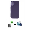 MARSİLYAN™- iPhone 16 Kılıf Kıvılcım Çizgi Serisi - Siyah 3D Antistatik Seramik Nano Ekran Koruyucu + Raze Metal Kamera Lens - SH