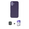 MARSİLYAN™- iPhone 16 Kılıf Kıvılcım Çizgi Serisi - Siyah Bilvis 5in1 3D Magic Cam Ekran Koruyucu + PVD Metal Kamera Lens - YL