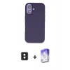MARSİLYAN™- iPhone 16 Kılıf Kıvılcım Çizgi Serisi - Siyah Bilvis 5in1 3D Magic Cam Ekran Koruyucu + PVD Metal Kamera Lens - PE