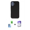MARSİLYAN™- iPhone 16 Kılıf Kıvılcım Çizgi Serisi - Siyah Bilvis 5in1 3D Magic Cam Ekran Koruyucu + Raze Metal Kamera Lens - LT
