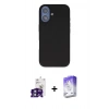 MARSİLYAN™- iPhone 16 Kılıf Kıvılcım Çizgi Serisi - Siyah Bilvis 5in1 3D Magic Cam Ekran Koruyucu + Yeşil Bilvis Titan Kamera Lens