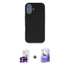 MARSİLYAN™- iPhone 16 Kılıf Kıvılcım Çizgi Serisi - Siyah Bilvis 5in1 5D Magic Hayalet Cam Ekran Koruyucu + Bilvis Titan Kamera Lens - PE
