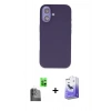 MARSİLYAN™- iPhone 16 Kılıf Kıvılcım Çizgi Serisi - Siyah Bilvis 5in1 5D Magic Hayalet Cam Ekran Koruyucu + Raze Metal Kamera Lens - SH