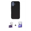 MARSİLYAN™- iPhone 16 Kılıf Kıvılcım Çizgi Serisi - Siyah Bilvis 5in1 5D Magic Hayalet Cam Ekran Koruyucu + Bilvis Titan Kamera Lens - YL
