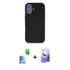 MARSİLYAN™- iPhone 16 Kılıf Kıvılcım Çizgi Serisi - Siyah Bilvis 5in1 5D Magic Hayalet Cam Ekran Koruyucu + Raze Metal Kamera Lens - LT