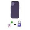 MARSİLYAN™- iPhone 16 Kılıf Kıvılcım Çizgi Serisi - Siyah Bilvis 5in1 5D Magic Hayalet Cam Ekran Koruyucu + Pembe Raze Metal Kamera Lens