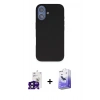 MARSİLYAN™- iPhone 16 Kılıf Kıvılcım Çizgi Serisi - Siyah Bilvis 5in1 5D Magic Hayalet Cam Ekran Koruyucu + Bilvis Titan Kamera Lens - SH