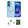 MARSİLYAN™- iPhone 16 Kılıf Kıvılcım Form Prime - Şeffaf 360 Full Body Arka Koruyucu + Raze Metal Kamera Lens - PE
