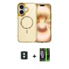 MARSİLYAN™- iPhone 16 Kılıf Kıvılcım Form Prime - Şeffaf 360 Full Body Arka Koruyucu + PVD Metal Kamera Lens - YL