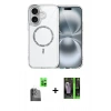 MARSİLYAN™- iPhone 16 Kılıf Kıvılcım Form Prime - Şeffaf 360 Full Body Arka Koruyucu + Raze Metal Kamera Lens - SH